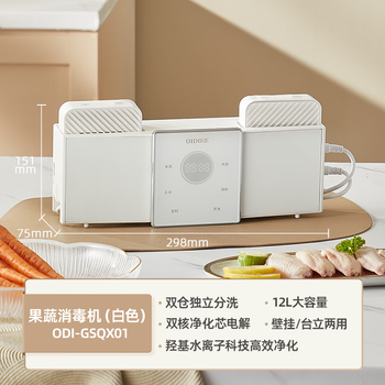 OIDIRE（偶点）果蔬清洗机 果蔬净化机洗菜机蔬菜清洗机食材净化机家用双仓有线洗菜机大容量 ODI-GSQX01