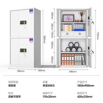 奈高（NAIGAO）保密柜文件柜办公铁皮柜国家保密认证资料档案柜电子指纹锁密码柜