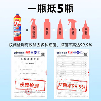 巨奇（JUQI）管道疏通剂强力溶解厨房下水道油污厕所马桶疏通除臭剂1000ml3瓶