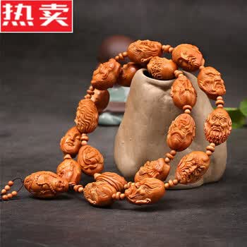Y12)橄欖核雕18羅漢念珠数珠長串古玩古美術寺院 仏具 仏教 佛教用品 橄榄核长串18罗汉价格报价行情- 京东