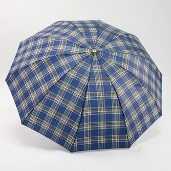 男女可用格子伞三折叠钢骨经典格子雨伞晴雨伞经惠 wqq 10骨加大款-6