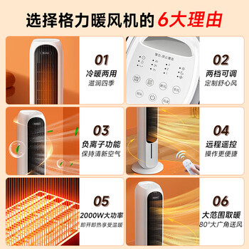 格力（GREE）【冷暖两用】家用取暖器净化加湿冷风扇暖风机节能遥控电暖器2000W大功率制热电暖气 KS-04X71RDg