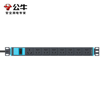 公牛（BULL）超功率保护16A大功率PDU桌面机柜插座/插排/插线板/排插 8位总控开关全长1.8米 GNE-108DE