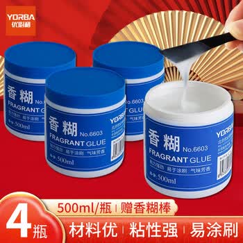 优必利 浆糊 500ml大容量香糊 高粘度胶水贴对联窗花春联 财务胶粘剂票据单据手工胶 4瓶装 6603