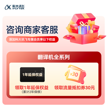 科大讯飞翻译机4.0星火版 多语种离线语音拍照智能翻译器 翻译笔出国旅游口语实时翻译 黑