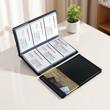 金得利 180张 PVC商务名片册 质感纹理硬皮 男女商务名片夹 卡片会员卡收纳夹黑色NC5000