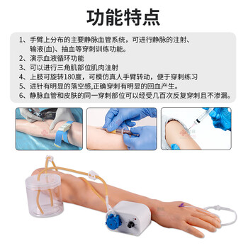 勤良高级全功能静脉穿刺及肌肉注射训练手臂模型三角肌肉注射静脉穿刺输液采血训练模型（带血液循环） QL/HS3