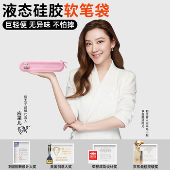 猫太子液态硅胶笔袋学生创意高颜值ins风幼儿园铅笔文具盒袋简约一年级儿童笔盒男女孩文具袋 樱花粉