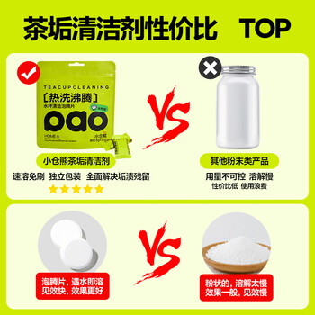 小仓熊茶垢清洁剂洗杯子神器茶渍咖啡渍活氧除垢泡腾片免刷清洁剂 3袋