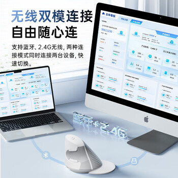 多彩（Delux）（DeLUX） M618G DB人体工学垂直鼠标 立式鼠标 无线蓝牙鼠标办公鼠标 可拆卸掌托 可充电 黑灰