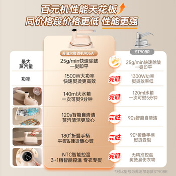 苏泊尔（SUPOR）【智能熨烫】手持挂烫机25g/min大蒸汽挂烫机家用微增压大蒸汽拼豆熨烫机电熨斗便携905A 