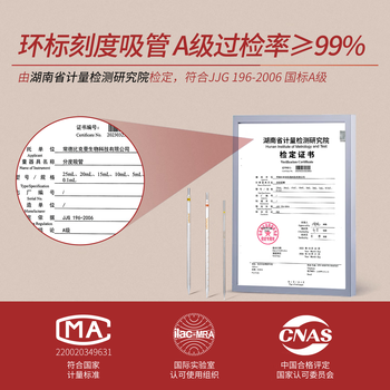 LABSHARK 环标刻度移液管单标线玻璃吸管分度吸量管取液滴管 1mL 1支