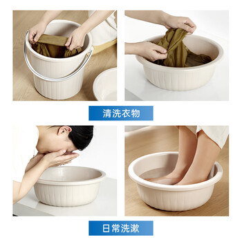 五月花脸盆水桶套装 加厚塑料手提清洁洗衣泡脚桶家用学生宿舍储水3件套