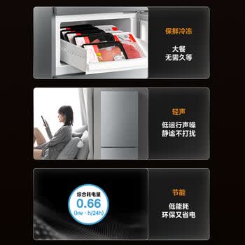 美的(Midea)家用电冰箱三开门小型冰箱节能省电保鲜小户型租房小冰箱BCD-220TMA钛钢灰-星烁【专】 美的(Midea)家用电冰箱三开门小型冰箱节能省电保鲜小户型租房小冰箱BCD-220TMA钛钢灰-星烁【专】