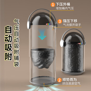 佳帮手卧室翻盖垃圾桶7L带盖家用客厅卫生间厕所厨房气压铺袋垃圾桶手提