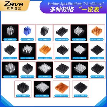 ZAVE 路由CPU铝散热片 22*22*10 金 剖槽（2只）