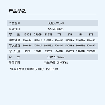 长城（Great Wall）128GB SSD固态硬盘 SATA3.0接口 读速540MB/S台式机/笔记本通用 GW560系列