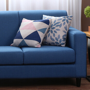 简约现代小户型双人位三人座公寓店铺办公客厅经济型布艺沙发 蓝色 0