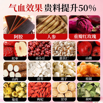 同仁堂（TRT）人参阿胶玫瑰花茶红枣枸杞桂圆茶补女神气血养生茶送礼礼物360g