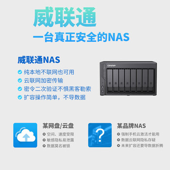 威联通（QNAP）Qu805 N355 16G内存 8盘位 NAS存储服务器 工作室数据备份 64T套装（希捷酷狼Pro16T×4）