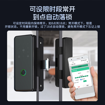 真地 Realand 玻璃门指纹锁带钥匙智能指纹刷卡门锁支持身份证NFC解锁办公室免开孔密码锁木门铁门F12