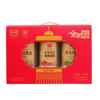 精力沛全家福小麦胚芽燕麦片黑麦礼盒1350g高蛋白高纤营养早餐送礼品 精力沛全家福小麦胚芽燕麦片黑麦礼盒1350g高蛋白高纤营养早餐送礼品