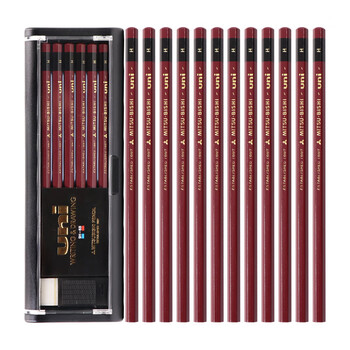 uni三菱 金装铅笔H 原木杆铅笔书写绘画素描设计 12支/盒(含橡皮)1887 uni三菱 金装铅笔H 原木杆铅笔书写绘画素描设计 12支/盒(含橡皮)1887