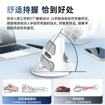 多彩（Delux）（DeLUX） M618G DB人体工学垂直鼠标 立式鼠标 无线蓝牙鼠标办公鼠标 可拆卸掌托 可充电 黑灰