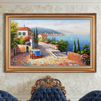 纯手绘风景油画欧式客厅装饰画沙发背景墙美式餐厅床头风景挂画 b款