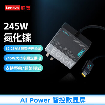联想（Lenovo）拯救者245w氮化镓充电器Slim方口 三脚接地12.25A 拯救者快充协议官方适配器 适用拯救者Thinkbook