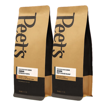 Peet's Coffee皮爷peets 咖啡豆250g*2包(浓缩+家常+随机品牌周边*1)-深烘