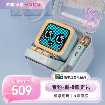 Divoom点音像素蓝牙音箱话筒音响一体麦克风K歌神器便携式卡拉ok迷你唱歌歌词小音箱男女生生日礼物