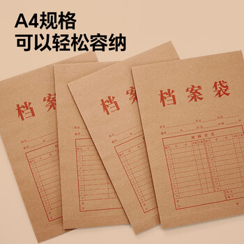 齐心（COMIX）50只装175gA4竖式牛皮纸档案袋侧宽3cm文件袋/资料袋投标专用标书合同文件票据袋 办公文具EA6023