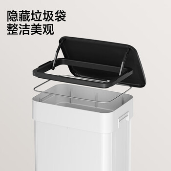五月花升降垃圾桶揭盖式20L白色免弯腰可调节高度带滚轮家用厨房客厅