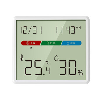 齐心（COMIX）电子温湿度计室内 高清显示屏 电子钟婴儿房温湿度计 湿度检测仪温度计湿度计室内办公用品 LF-117