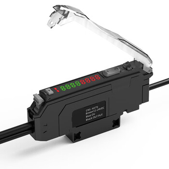 珀帝双屏数显光纤放大器传感器智能高速红外漫反射对射感应器  CRS-402N中文放大器+M3单头反射光纤线