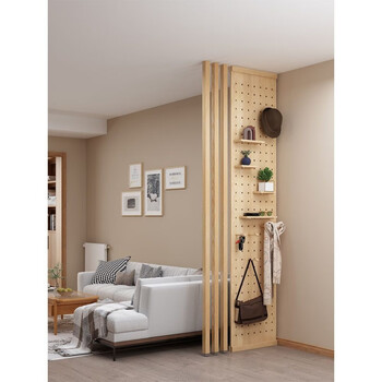 北欧实木洞洞板隔断木条木质玻璃原木屏风入户玄关客厅置物 洞洞板