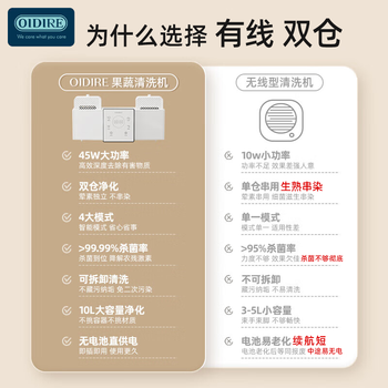 OIDIRE（偶点）果蔬清洗机 果蔬净化机洗菜机蔬菜清洗机食材净化机家用双仓有线洗菜机大容量 ODI-GSQX01