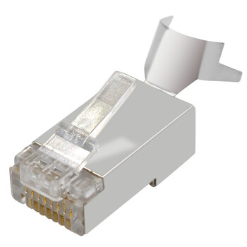 礼嘉 LJ-P730 七类铜壳屏蔽万兆水晶头 CAT7网线两件式7类水晶头RJ45镀金50U带燕尾夹1.3MM线孔 30个/包