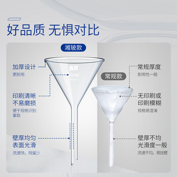 湘玻 漏斗玻璃三角锥形大口径小漏斗透明加厚过滤实验室科研 【短颈】100mm（京仓） 1个