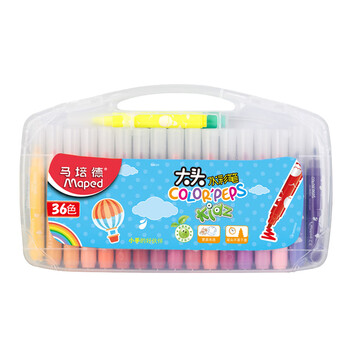 马培德（Maped）儿童大头水彩笔 幼儿学生可水洗绘画水彩笔 初学美术彩绘涂鸦画笔 846324CH加粗款【36色/盒】