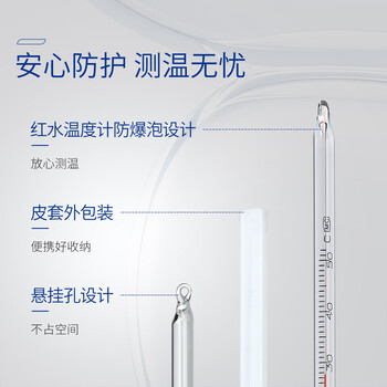 湘玻 红水温度计高精度带刻度玻璃棒式温度表室内水温计实验室工业用 【红水】0~200℃ 1支