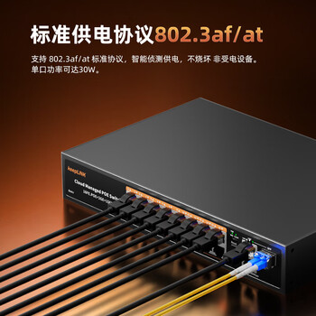 keepLINKKP-9000-316GTP千兆POE供电交换机16口百兆POE+3口千兆级联云网管240W摄像头AI智能分流器/台
