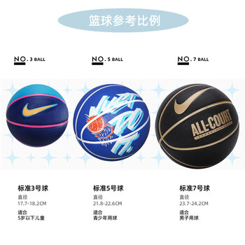 耐克（NIKE）儿童幼儿园小篮球皮球弹力拍拍橡胶3号N000128540803/BB0634-408