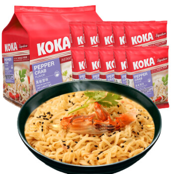 KOKA 可口方便面 黑椒蟹肉味泡面 85g*10 新加坡进口