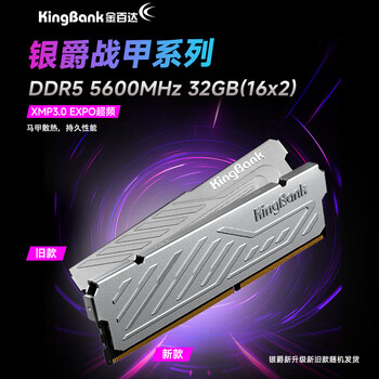 金百达（KINGBANK）32GB(16GBX2)套装 DDR5 5600 台式机内存条 银爵