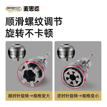麦思德（MASTERPROOF）万用多功能套筒头扳手手动螺丝套筒可调节魔术套筒带3/8中飞接杆