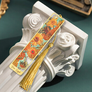 狮洛德 油画镂空书签开学礼物送学生小礼品金属黄铜直尺书签 简装