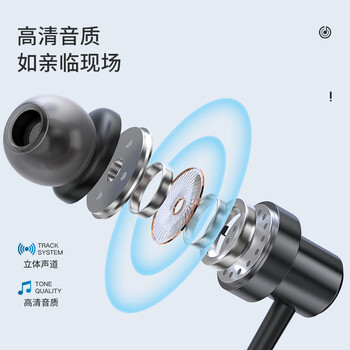 纽曼XL13有线耳机入耳式游戏吃鸡K歌电脑3.5mm线控耳麦磁吸耳头适用于苹果华为小米手机耳机 蓝色