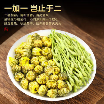 陈一凡 金银花胎菊花茶 精选新货泡水喝的花草茶凉茶 组合装茶叶50g+60g 陈一凡 金银花胎菊花茶 精选新货泡水喝的花草茶凉茶 组合装茶叶50g+60g